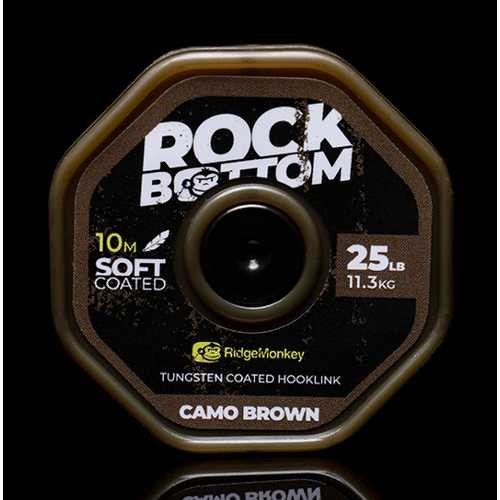 RIDGE MONKEY CONNEXION ROCK BOTTOM TUNGSTEN SEMI STIFF COATED HOOKLINK CAMO GREEN 25LB
