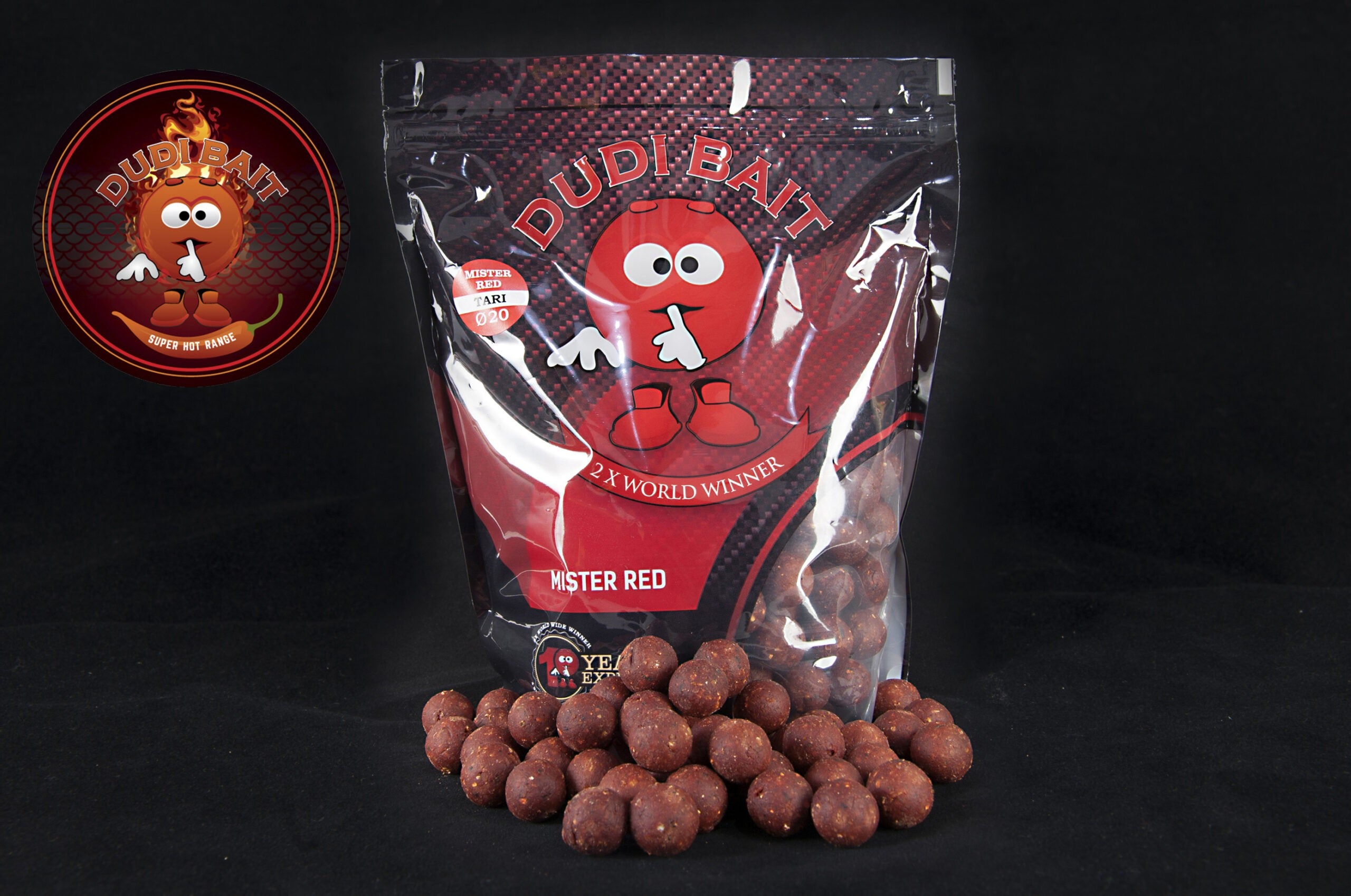 Boilies Mister Red "Super Hot" Dudi Bait 1kg, 16mm