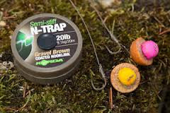 Korda Semi-Stiff N-Trap Coated Hooklink 20lb 20m Gravel Brown