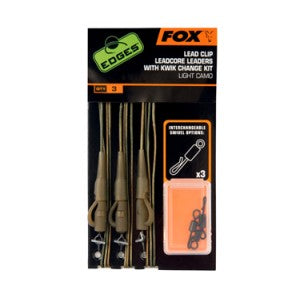 Fox Lead Clip 45lb Leadcore Leaders With kwik Change Kit Dark Camo