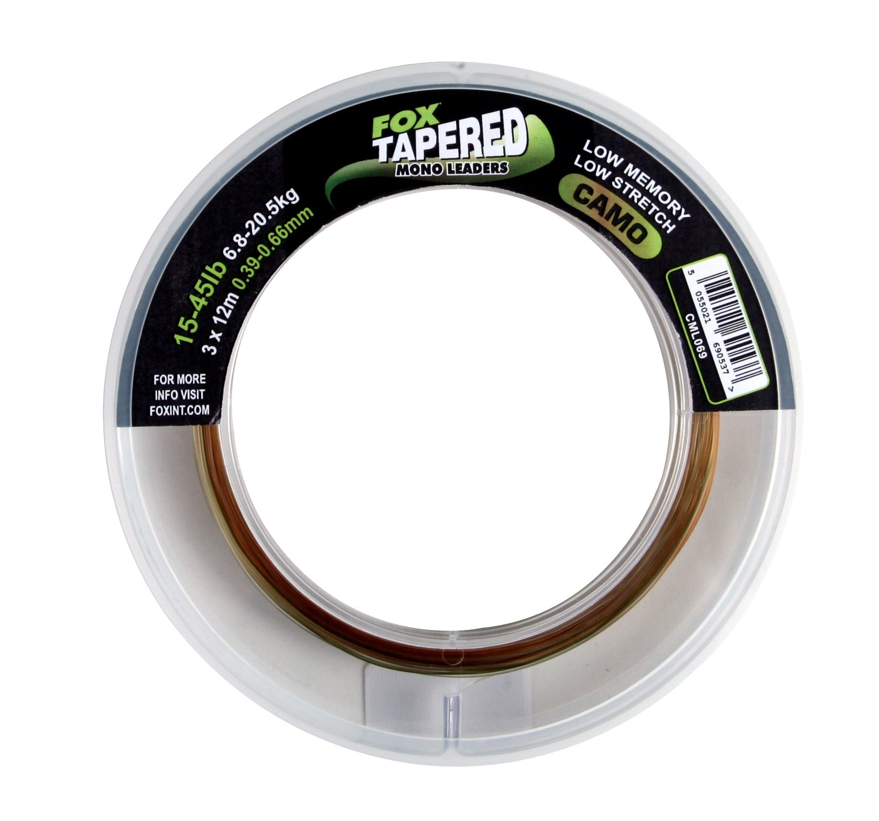 Fox Tapered Mono Leaders 15-45lb 0.39-0.66mm 3x12m Camo