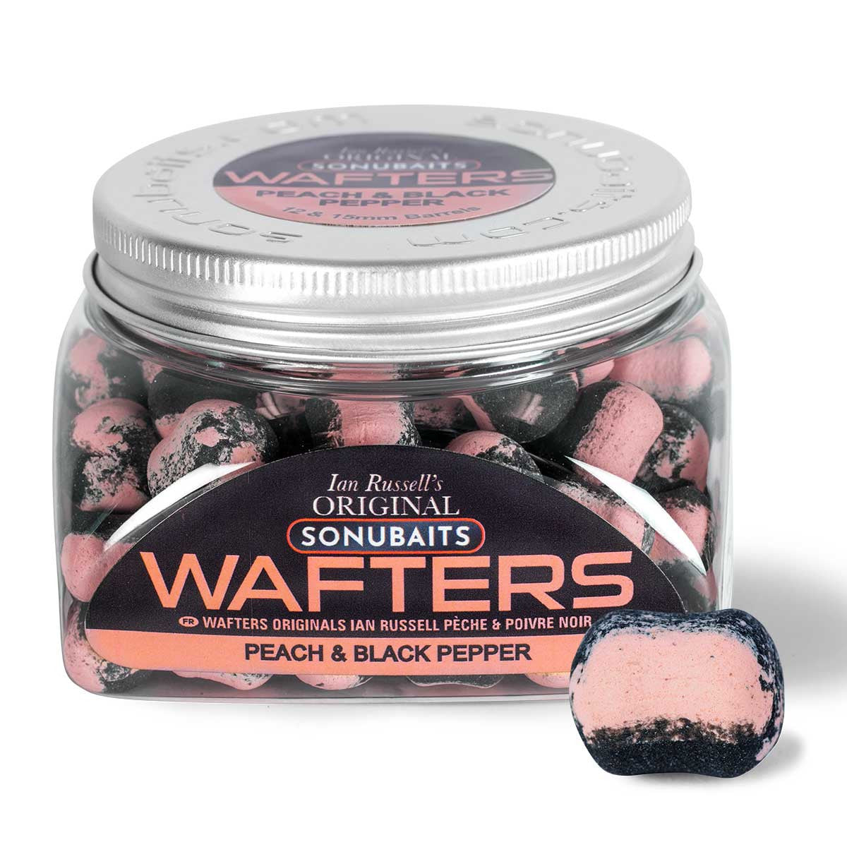 Peach & black pepper 12 & 15mm iann russell's barrel wafters Sounubaits