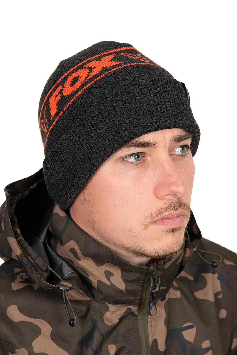 FOX COLLECTION BEANIE HAT - BLACK & ORANGE