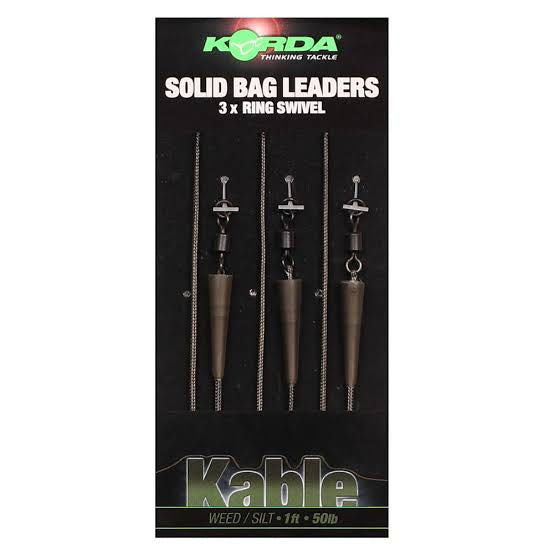 KORDA SOLID BAG LEADERS 3x ring swivel