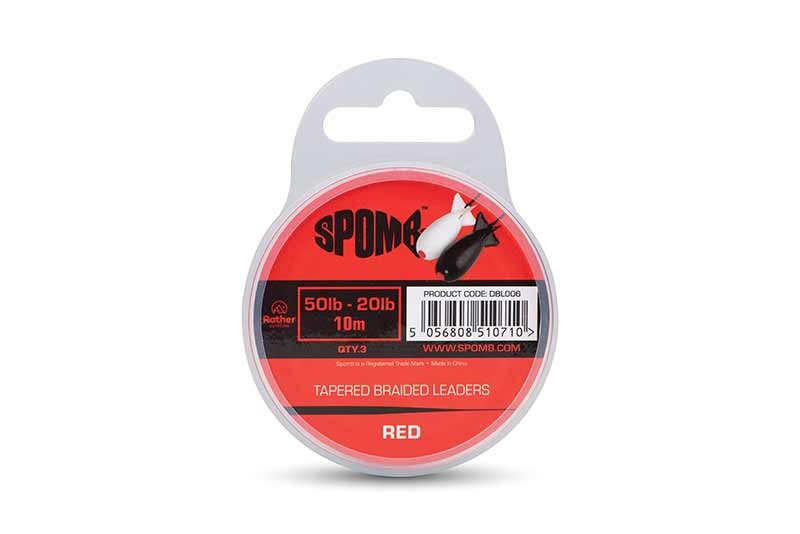 SPOMB TAPERED BRAIDED LEADERS RED