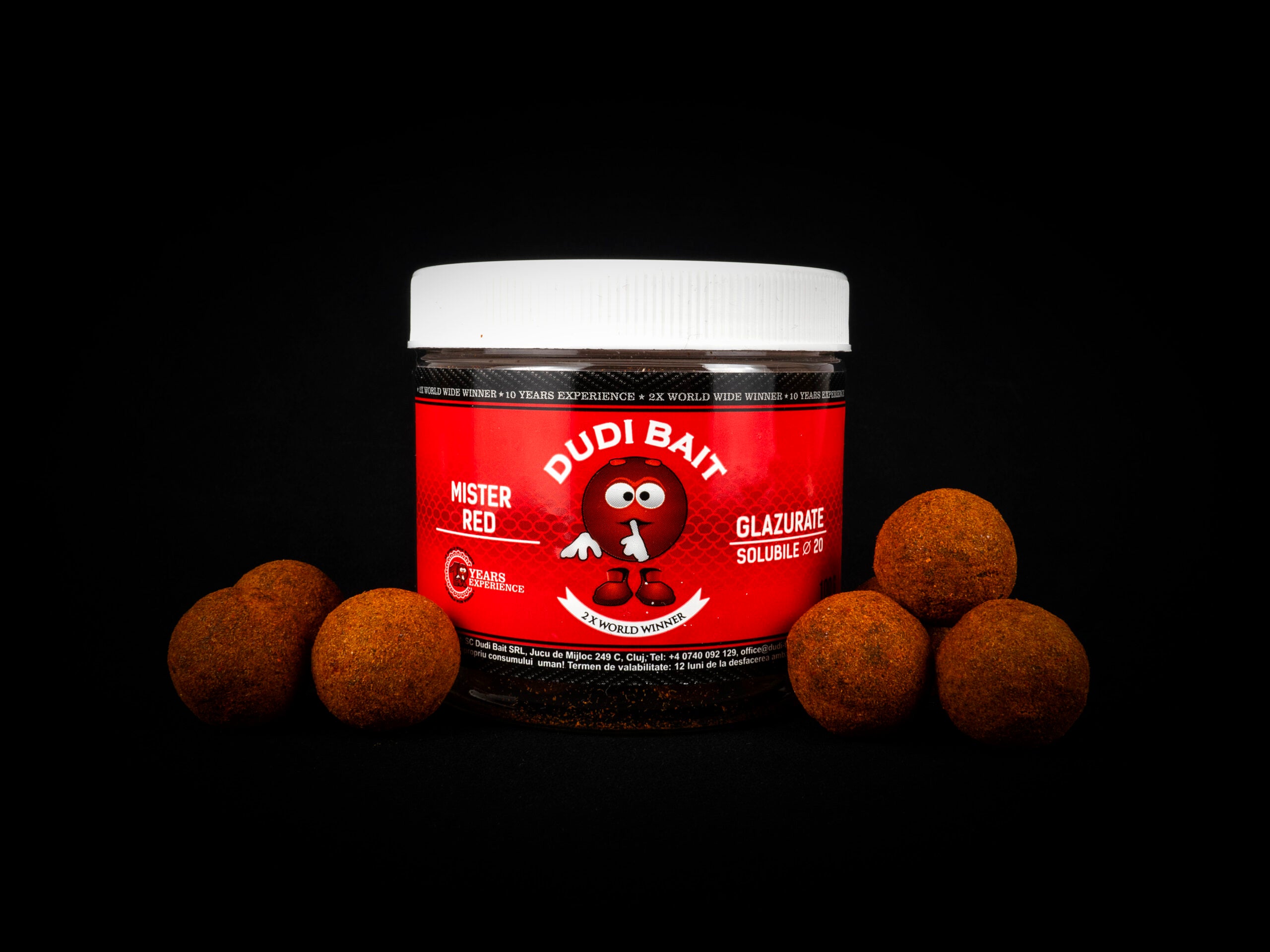 HookBaits Mister Red Super Hot "Boilies glassate" solubili 20mm